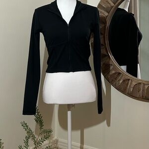 PINK Victoria's Secret Black Long Sleeve Zip-Up Top